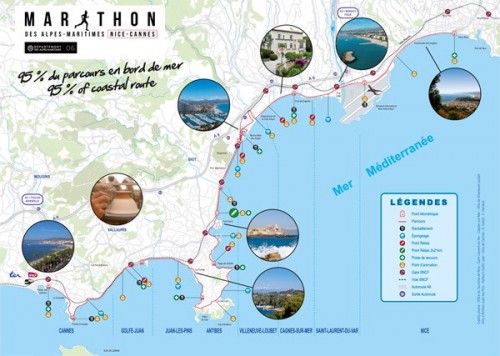Løypekart maraton Nice - Cannes